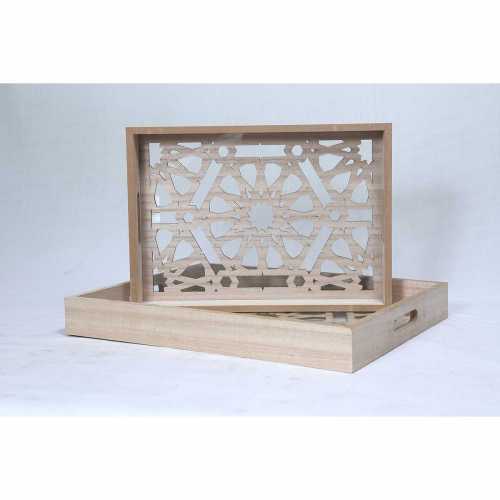 KAYA WOOD- KALEIDO WOODEN TRAY SET OF 2