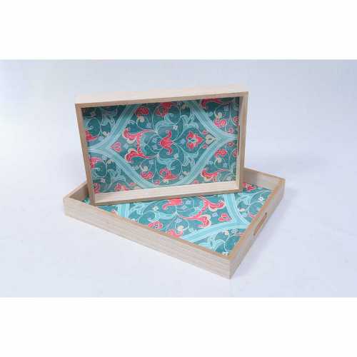 KAYA WOOD- TRADITIONAL  TRAY SET OF 2