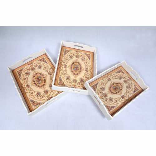 KAYA WOOD-  Traditional persian tray set of 3