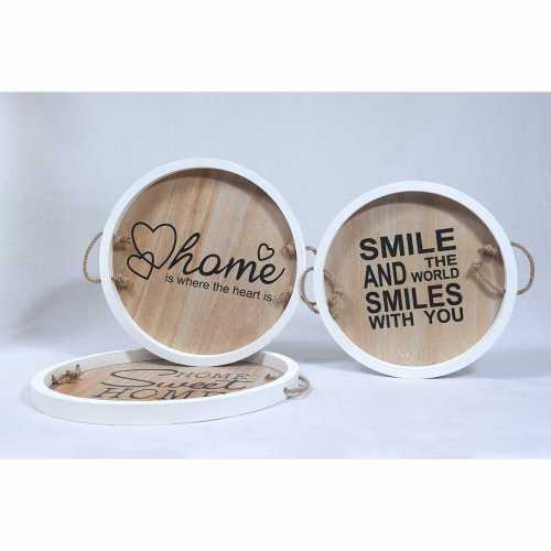 KAYA WOOD-  SMILE TRAY SET OF 3