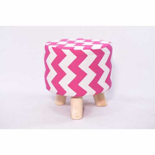 KAYA WOOD- FABRIC TOP STOOL- PINK & WHITE (code4)