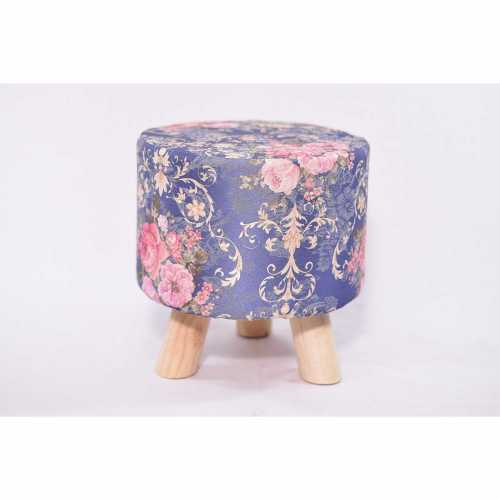 KAYA WOOD- FABRIC TOP STOOL- FLORAL PATTERN(code1)