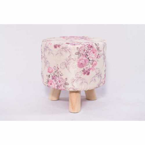 KAYA WOOD- FABRIC TOP STOOL- FLORAL PATTERN (code2)