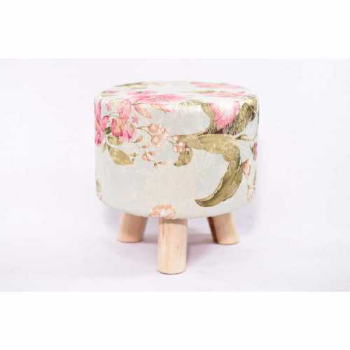 KAYA WOOD- FABRIC TOP STOOL- FLORAL PATTERN (code3)