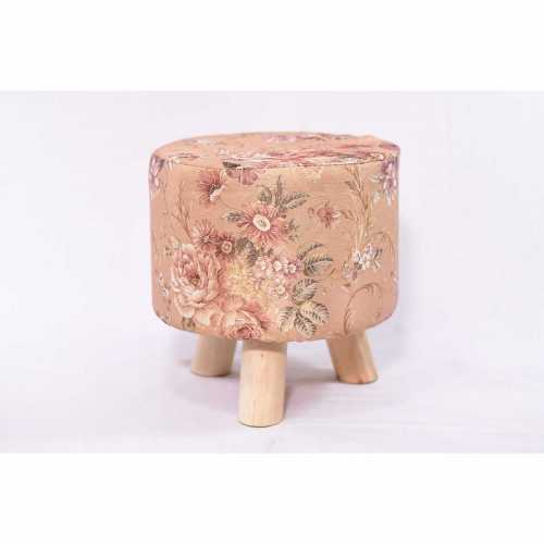 KAYA WOOD- FABRIC TOP STOOL- FLORAL PATTERN (code4)