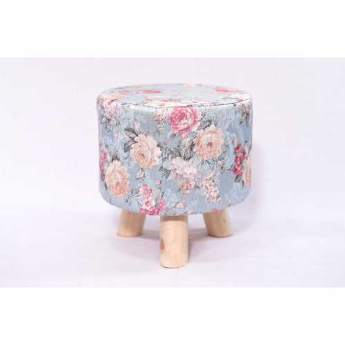 KAYA WOOD- FABRIC TOP STOOL- FLORAL PATTERN (code5)