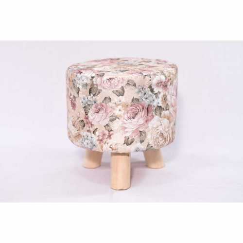 KAYA WOOD- FABRIC TOP STOOL- FLORAL PATTERN (code6)