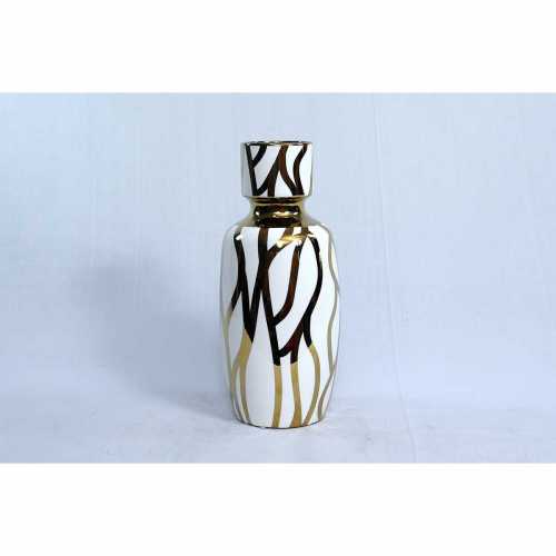 NERO CERAMIC-WHITE GOLD VASE