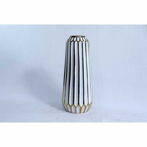 NERO CERAMIC-WHITE & GOLD URN  VASE