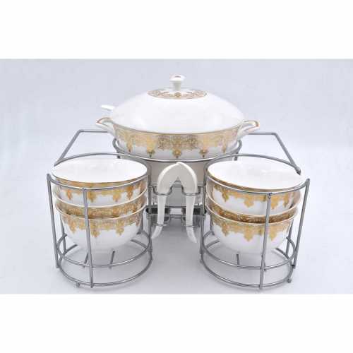 NERO CERAMIC-SOUP BOWL SET (DAMASK)