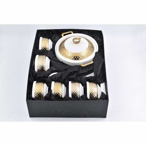 NERO CERAMIC-GOLD SOUP BOWL SET