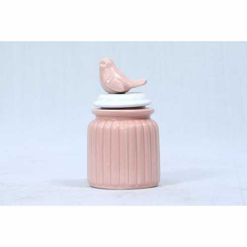 NERO CERAMIC-SPORROW STORAGE JAR (PINK)