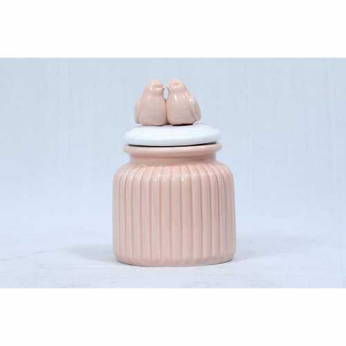 NERO CERAMIC- TWO SPORROW STORAGE JAR (PINK)