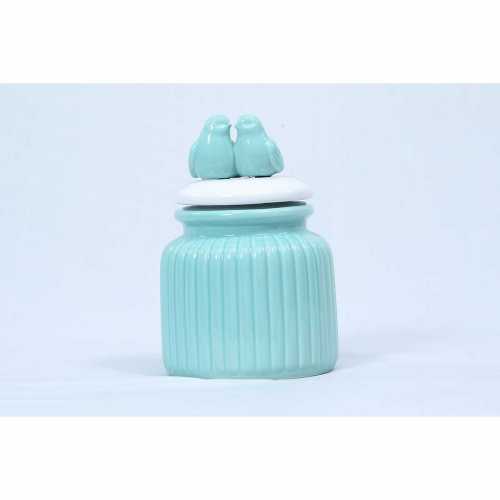 NERO CERAMIC- TWO SPORROW STORAGE JAR (BLUE)