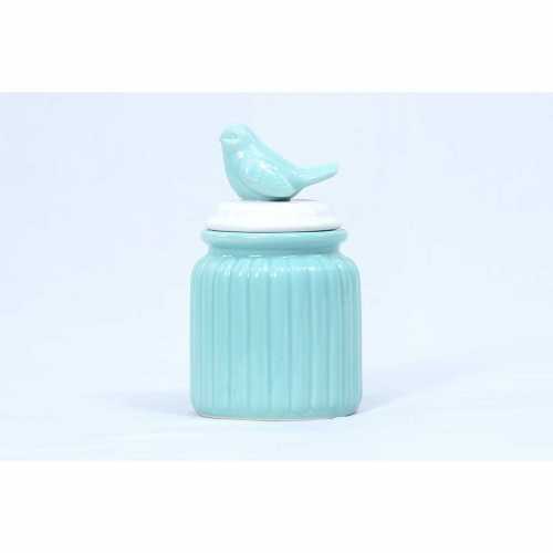 NERO CERAMIC-  SPORROW STORAGE JAR (BLUE)